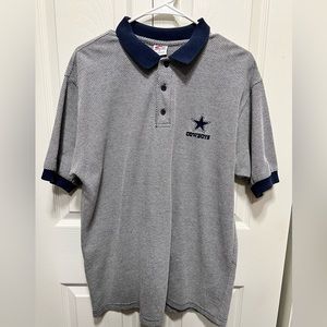 Men's Vintage Dallas Cowboys Shirt Size Medium Gray Blue Polo True Fan NFL